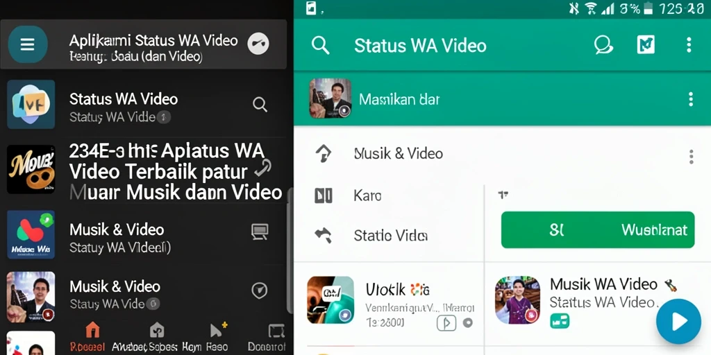 Tampilan antarmuka aplikasi 234E untuk status WA Video.