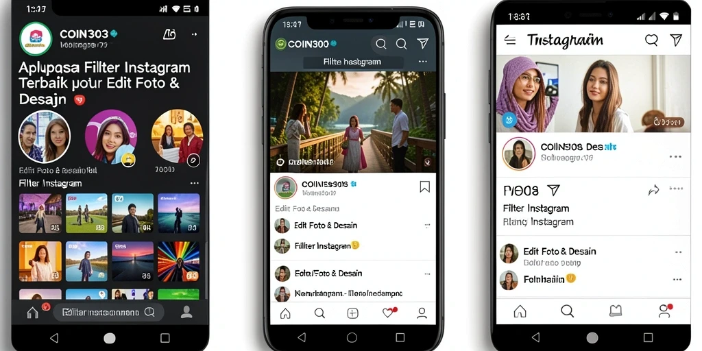 Antarmuka COIN303 dengan fitur filter Instagram yang menarik.