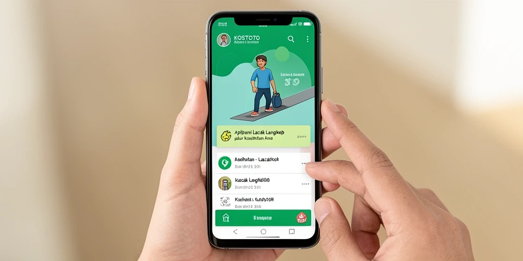 Tampilan antarmuka KOSTOTO yang menarik dengan fitur Lacak Langkah yang intuitif.