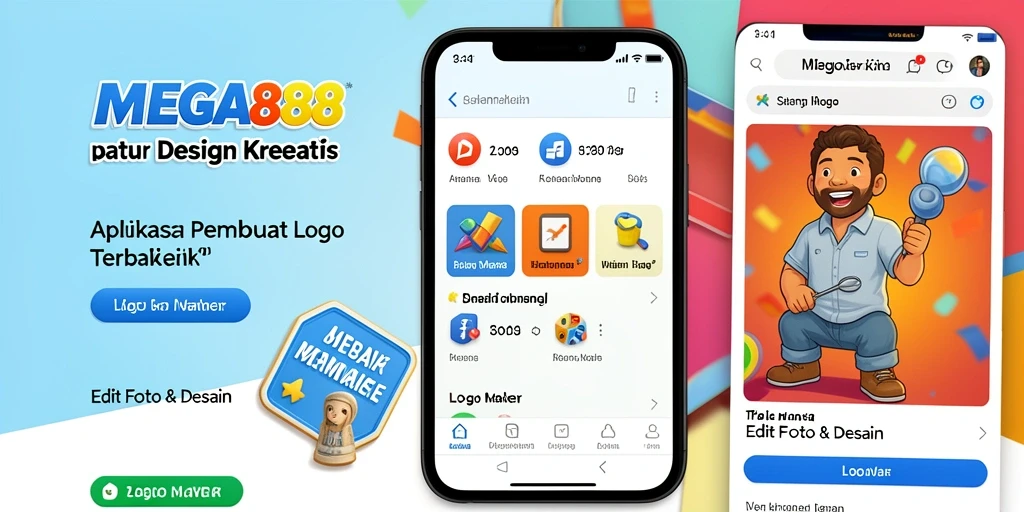 Antarmuka MEGA888 yang ramah pengguna dengan fitur Logo Maker.