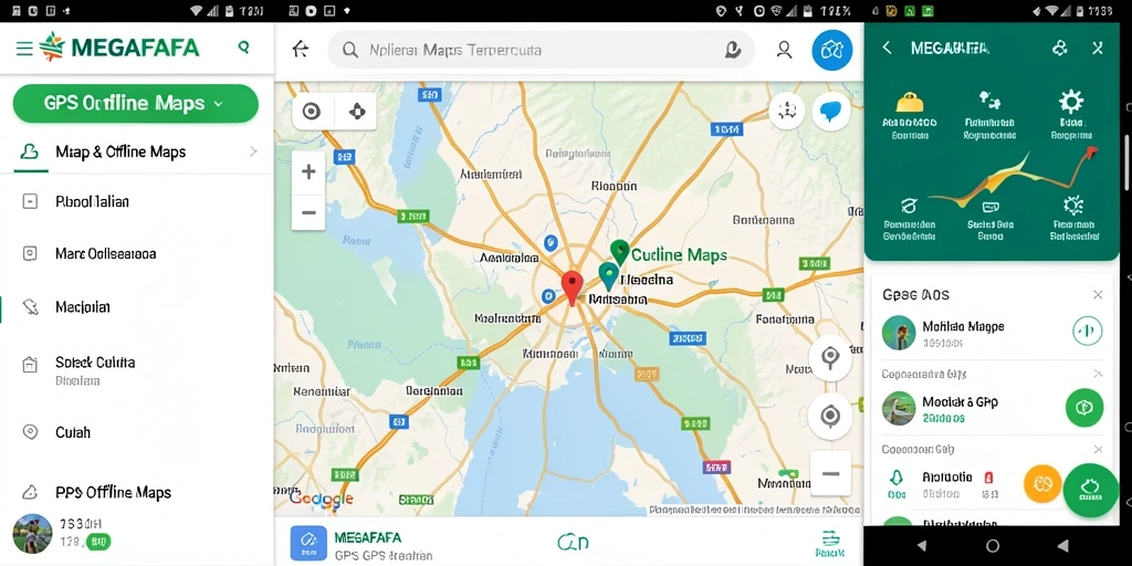 Tampilan antarmuka utama MEGAFAFA sebagai aplikasi GPS Offline Maps.
